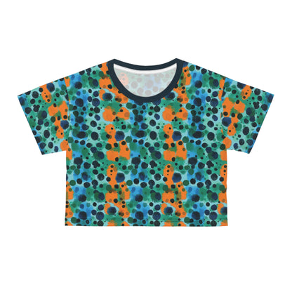 "Midnight Coral", Crop Tee (Atlantic Storm Blue Collar)