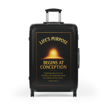 "Life's Purpose, Psalm 139:14", Suitcase (Righteous Black)