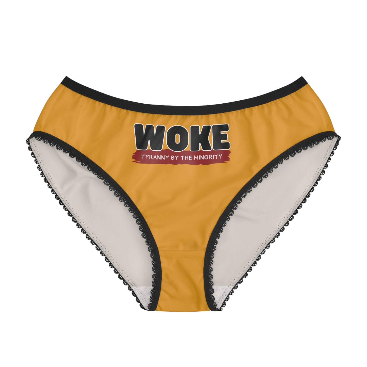"Woke - Tyranny by the Minority", Women's Briefs (School Bus Yellow)