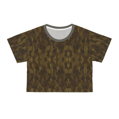 "Swamp Recon Camouflage", Crop Tee (Mistroot Grey Collar)