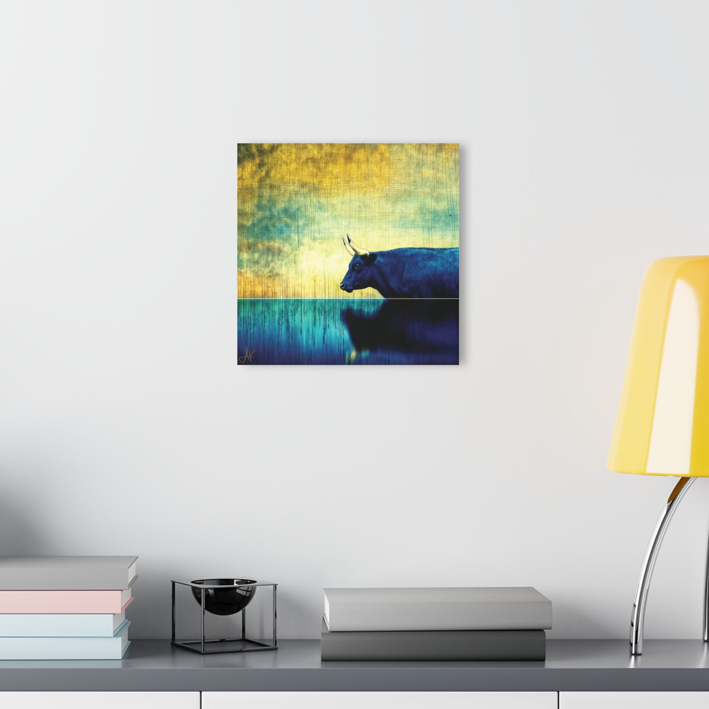"Cattle Raid of Cooley", Fine Art Acrylic Wall Prints (French Cleat Hanging) (Blackstone Blue)