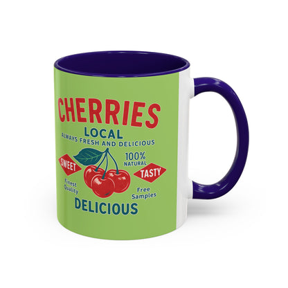 "Delicious Cherries", Colorful Mugs (11oz, 15oz) (Orchard Lime)