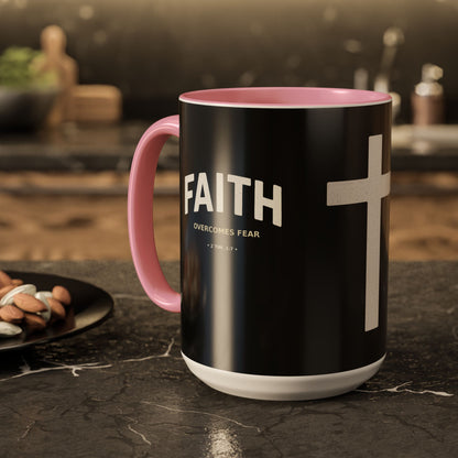 "Faith Overcomes Fear", Colorful Mugs (11oz, 15oz)