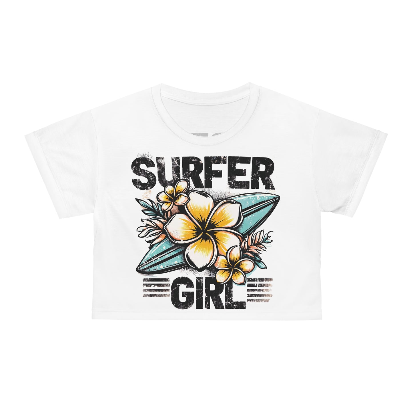 "Surfer Girl" #01, White Crop Tee