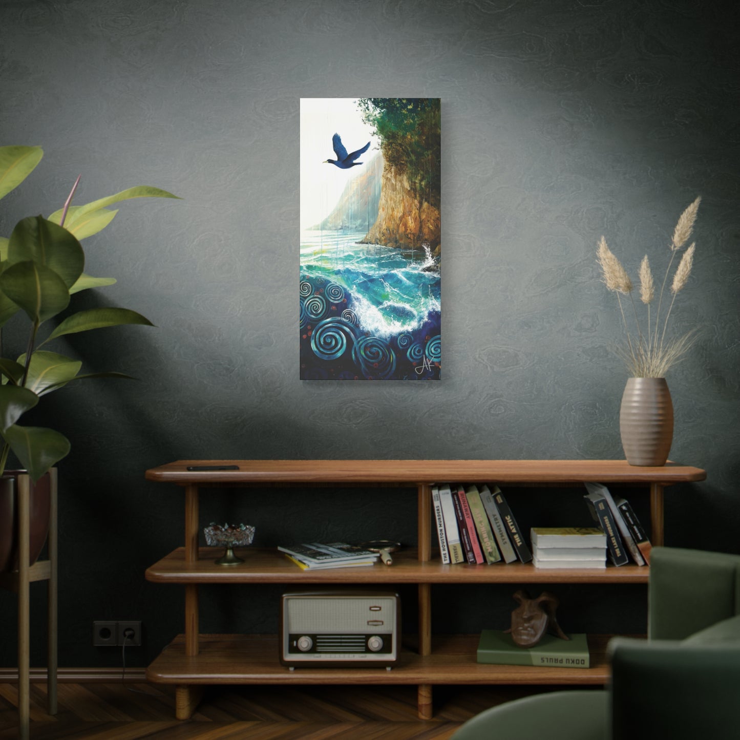 "Sky Kin VI – Gannet Over the Spiral Sea", Fine Art Matte Canvas, Stretched, 1.25"