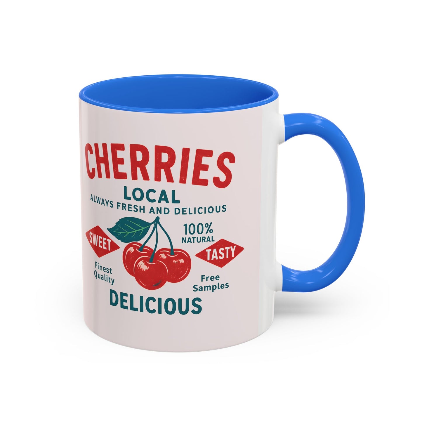 "Delicious Cherries", Colorful Mugs (11oz, 15oz) (Sea Salt Sherbet)