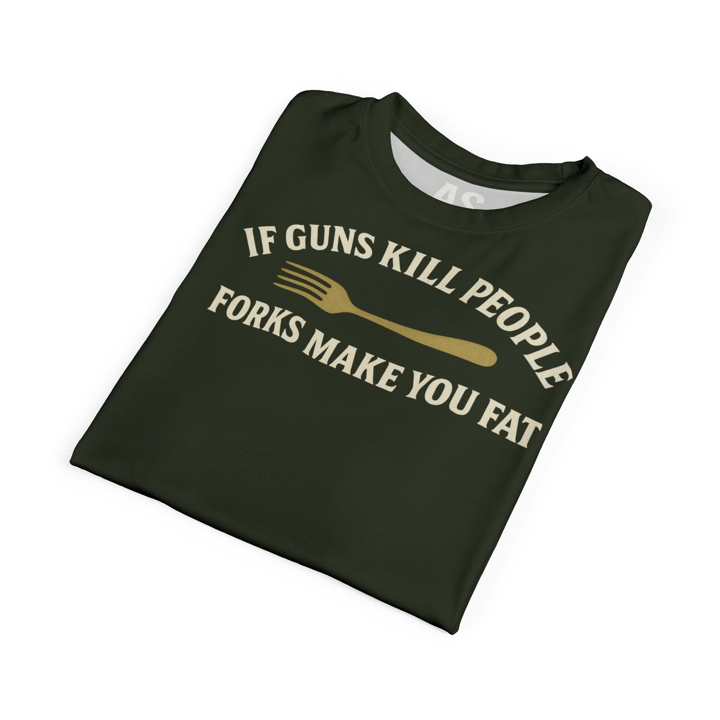 ''Forks Make You Fat", Unisex T-shirt (Ironrush Green)