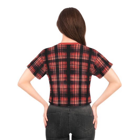 "Kin of Flame", Crop Tee (Faded Red Collar)
