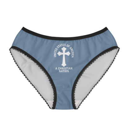 "USA - A Christian Nation" #04, Women's Briefs (Denim Blue)
