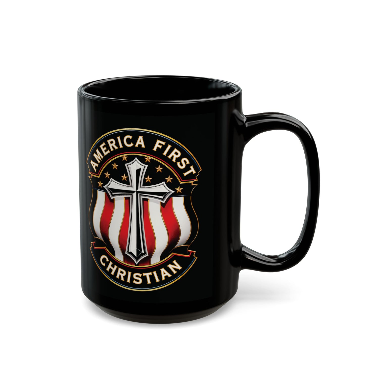 "America First Christian" #04, Black Mug (11oz & 15oz)