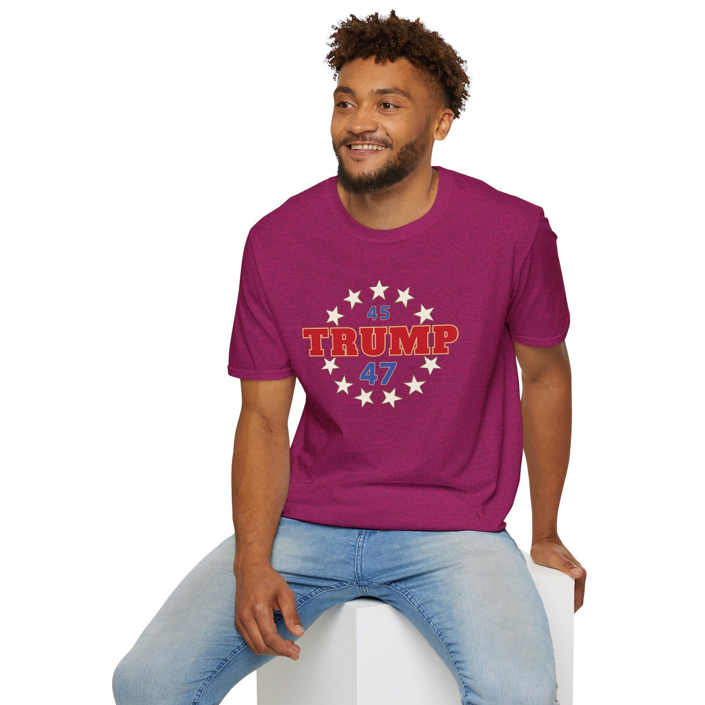 "Trump 45-47 Circle of Stars", Unisex Softstyle T-Shirt