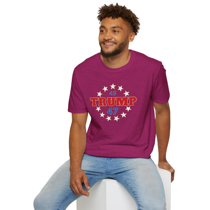 "Trump 45-47 Circle of Stars", Unisex Softstyle T-Shirt