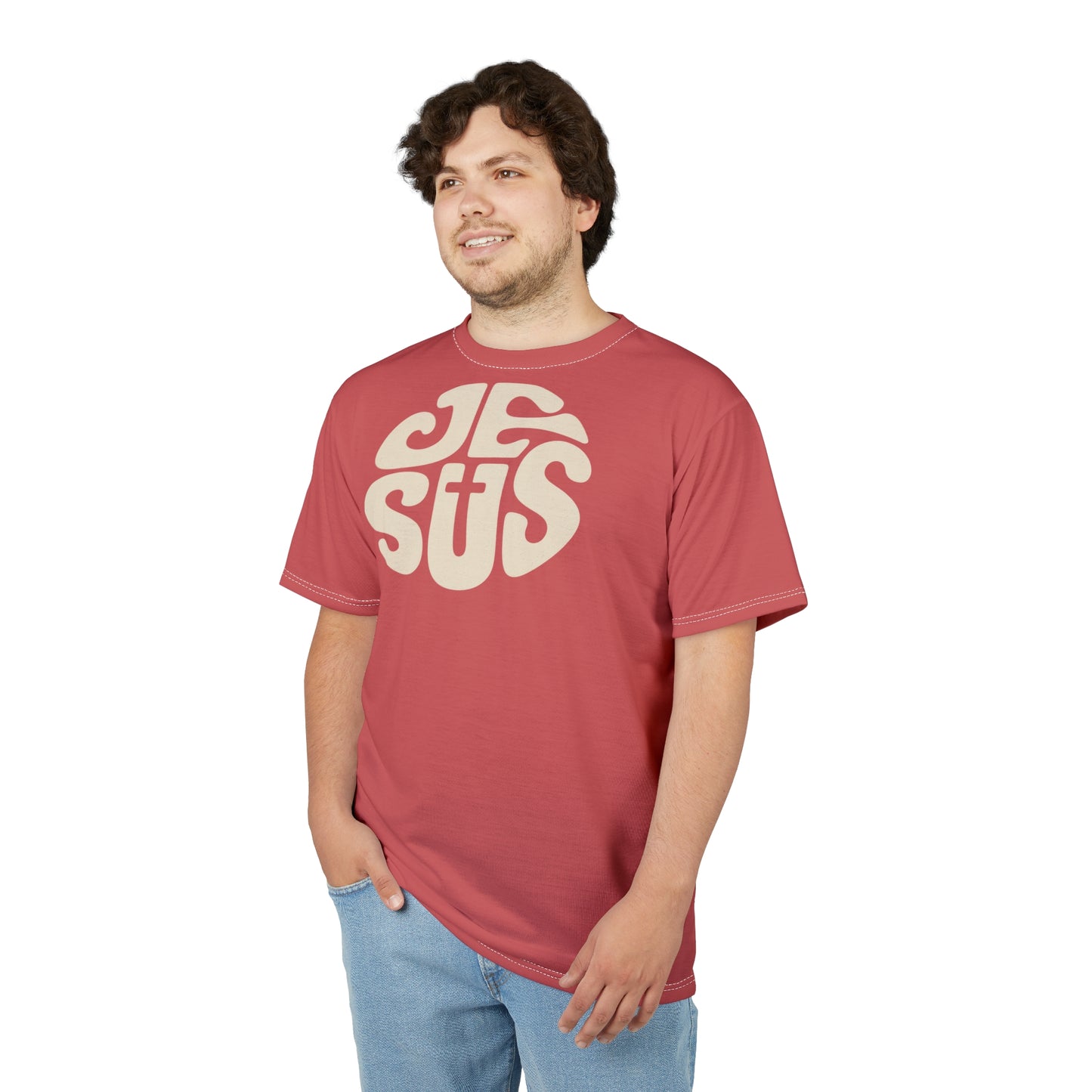"Retro Jesus", Unisex T-shirt (Faded Cherry)