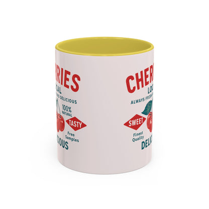 "Delicious Cherries", Colorful Mugs (11oz, 15oz) (Sea Salt Sherbet)