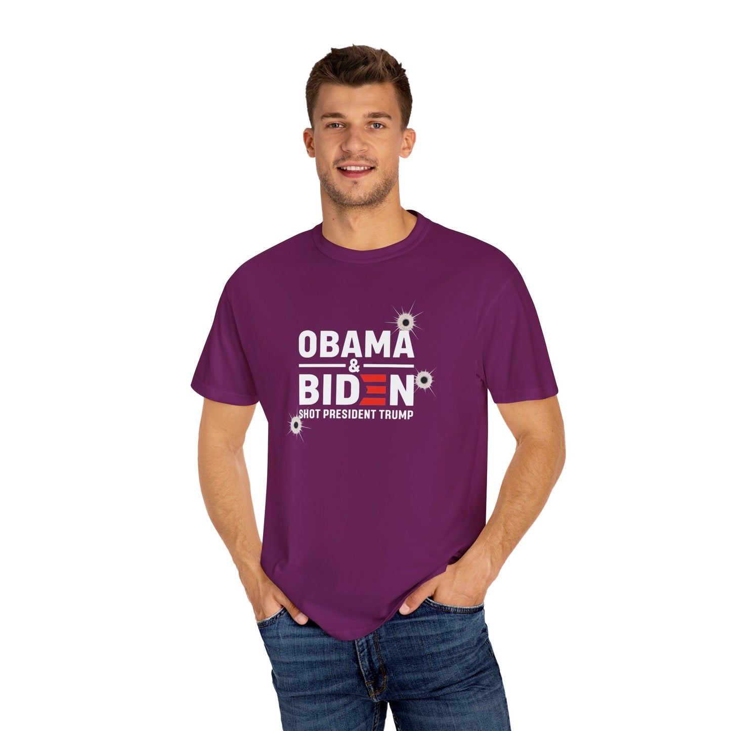"Obama & Biden Shot President Trump", Unisex Black T-shirt