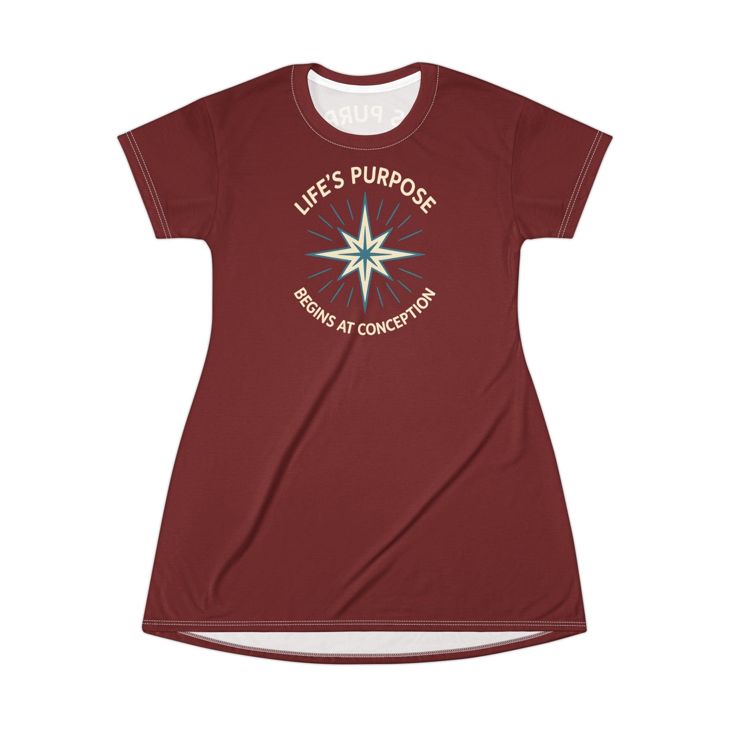 "Life's Purpose Begins at Conception #01", T-Shirt Dress (Spartan Red)