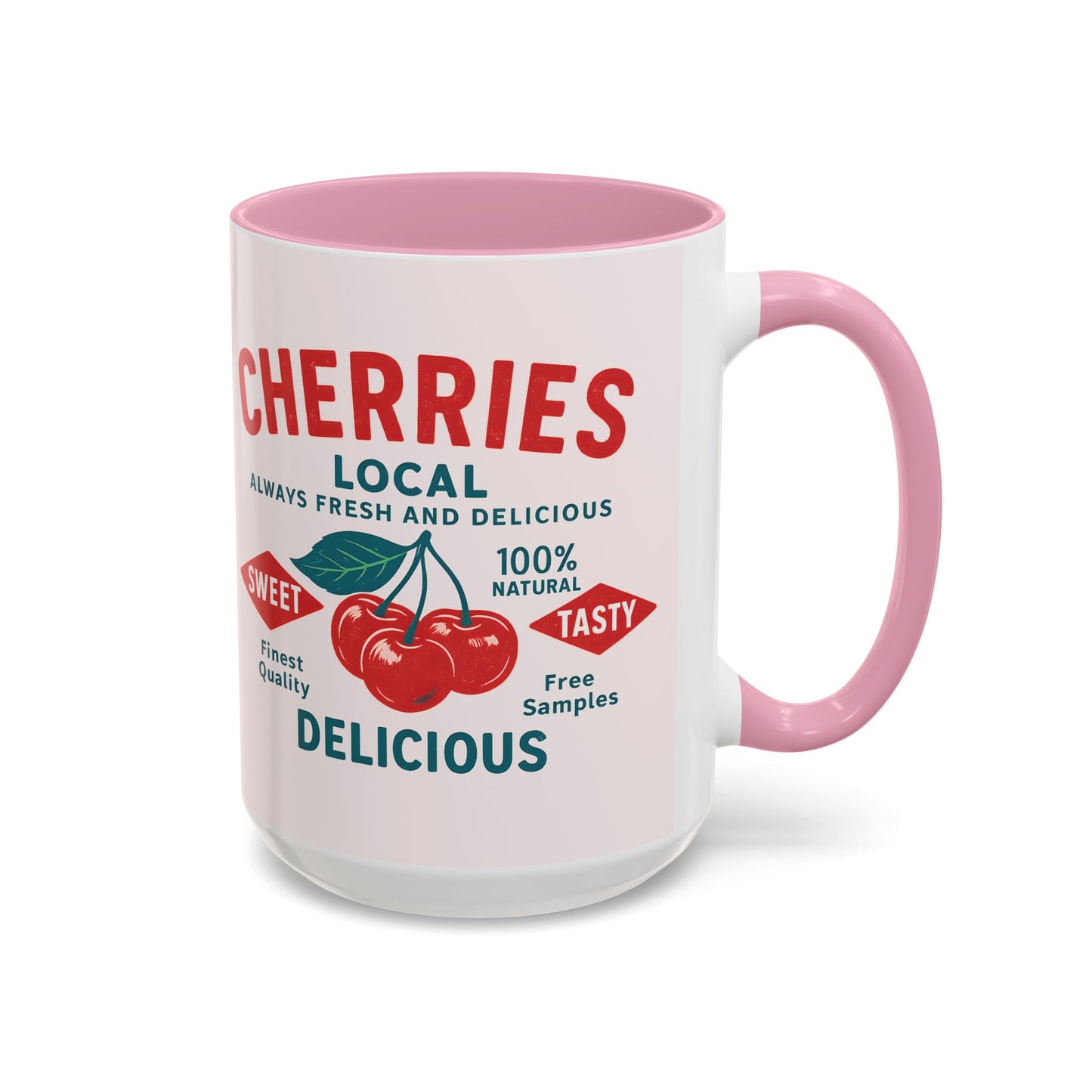 "Delicious Cherries", Colorful Mugs (11oz, 15oz) (Sea Salt Sherbet)