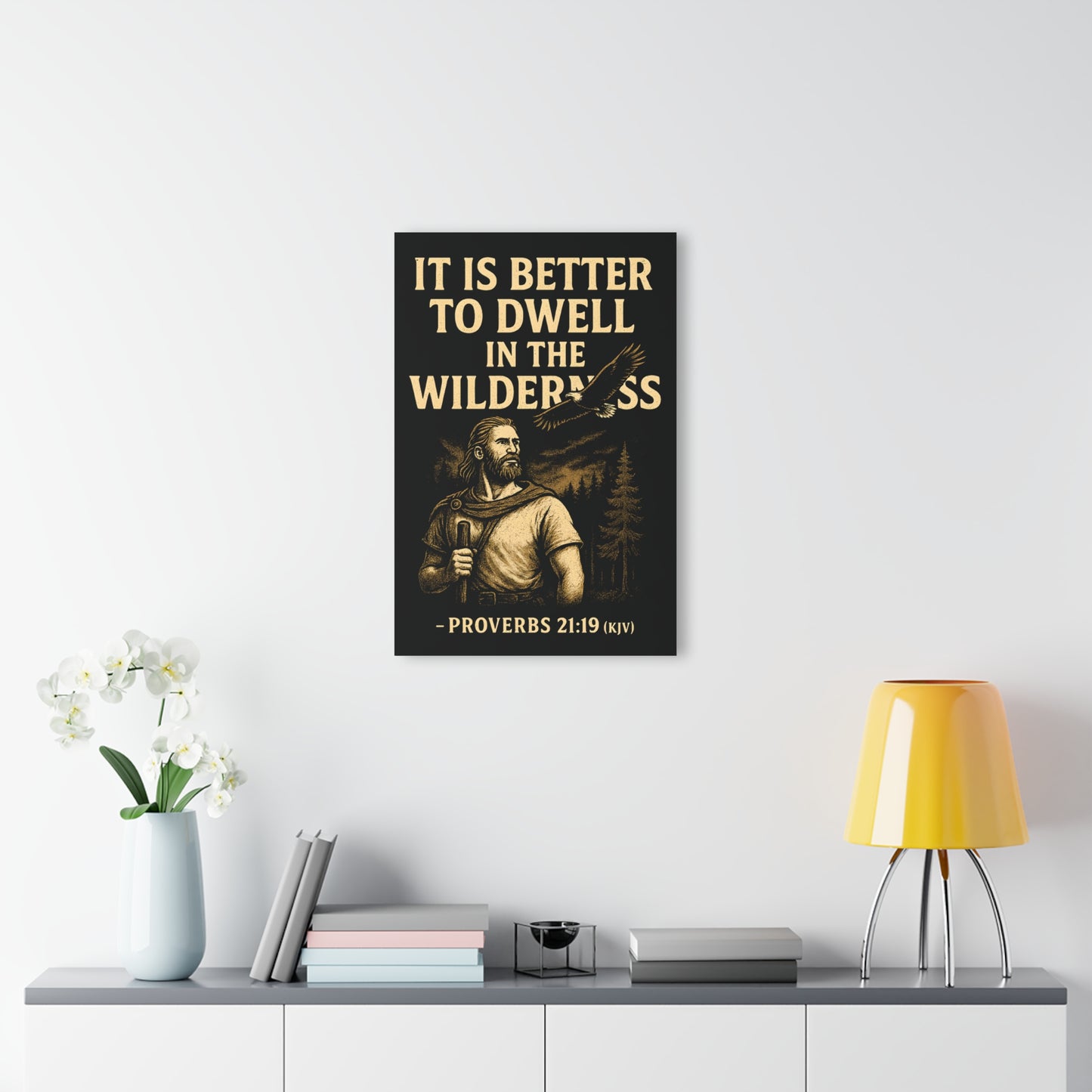 "Proverbs 21:19 (KJV)", Acrylic Wall Prints (French Cleat Hanging) (Peatshadow Black)