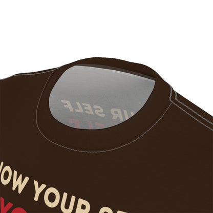 "Know Your Self", Unisex T-shirt (Zinnwaldite Brown)