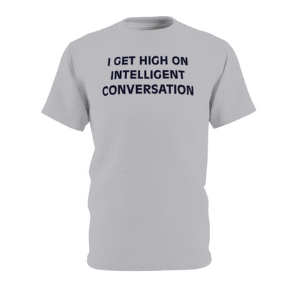 "Intelligent Conversation", Unisex T-shirt (Moonwalk Grey)