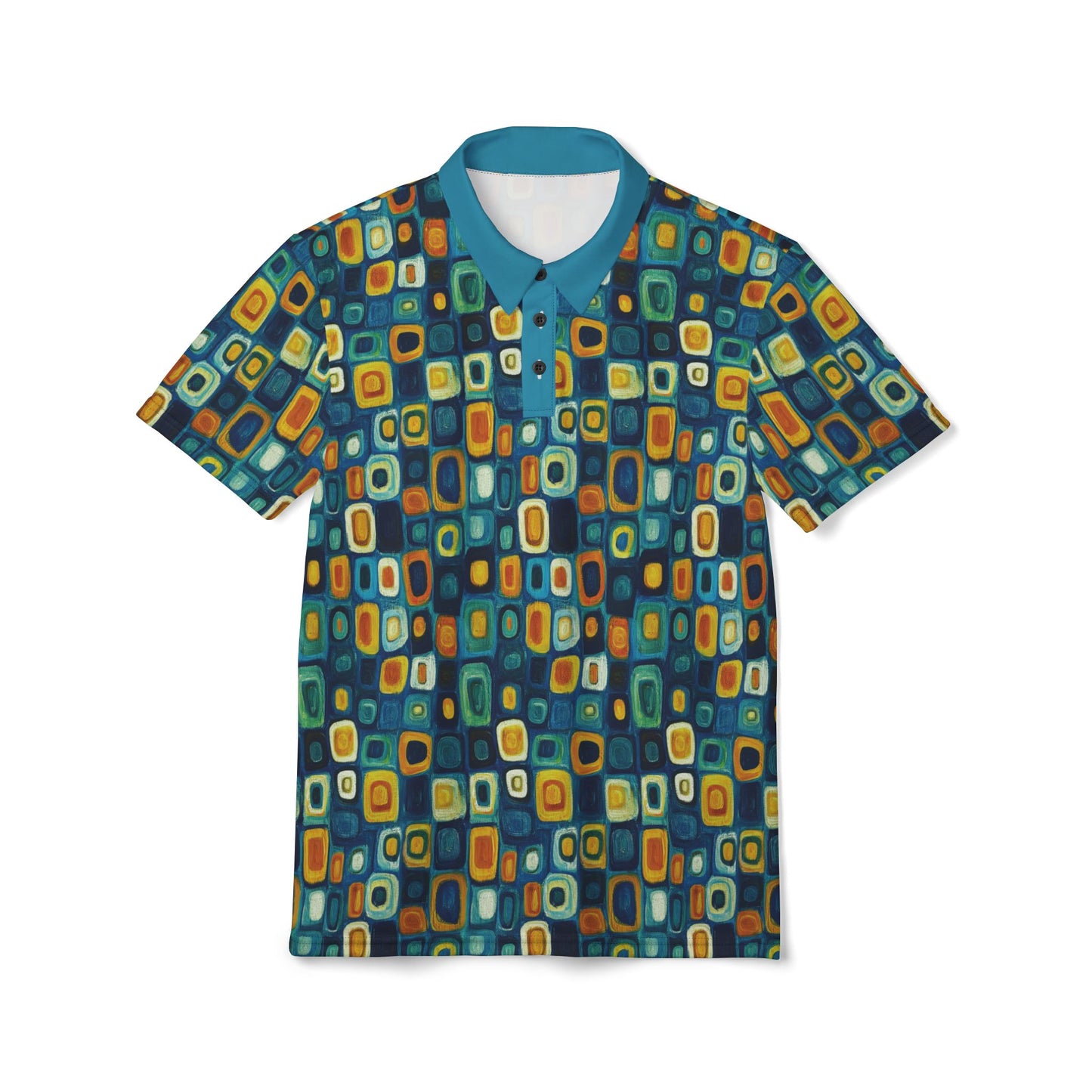 "Soul Mosaic", Unisex Polo Shirt (Turquoise Collar)