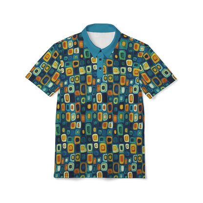 "Soul Mosaic", Unisex Polo Shirt (Turquoise Collar)