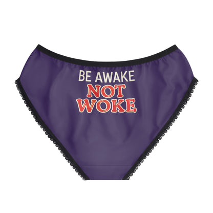 "Be Awake Not Woke" #10, Women's Briefs (Pleasant Purple)