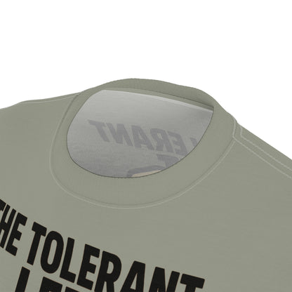 "The Tolerant Left", Unisex T-shirt (Deep Seagrass Grey)