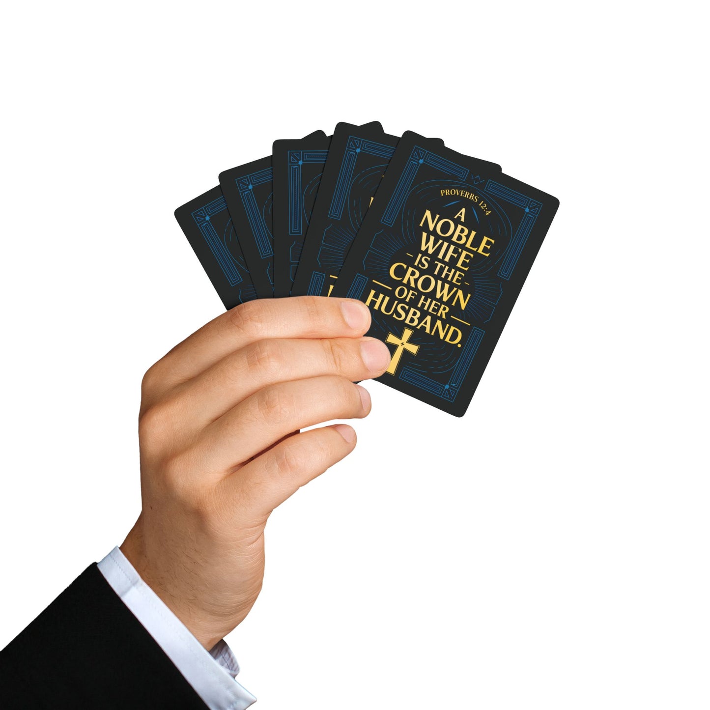 "Proverbs 12:4", Christian Playing Cards (Void Black)