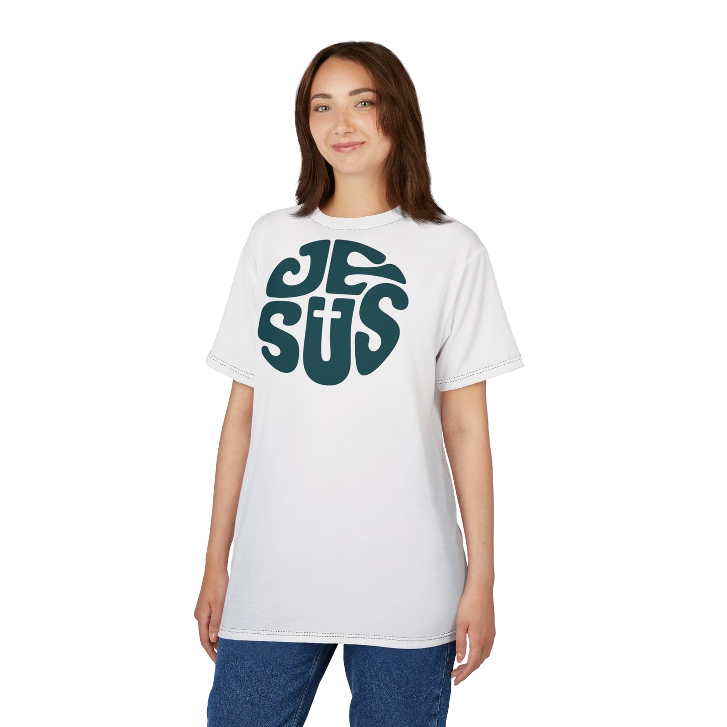 "Retro Jesus", Unisex T-shirt (Foamy Milk White)