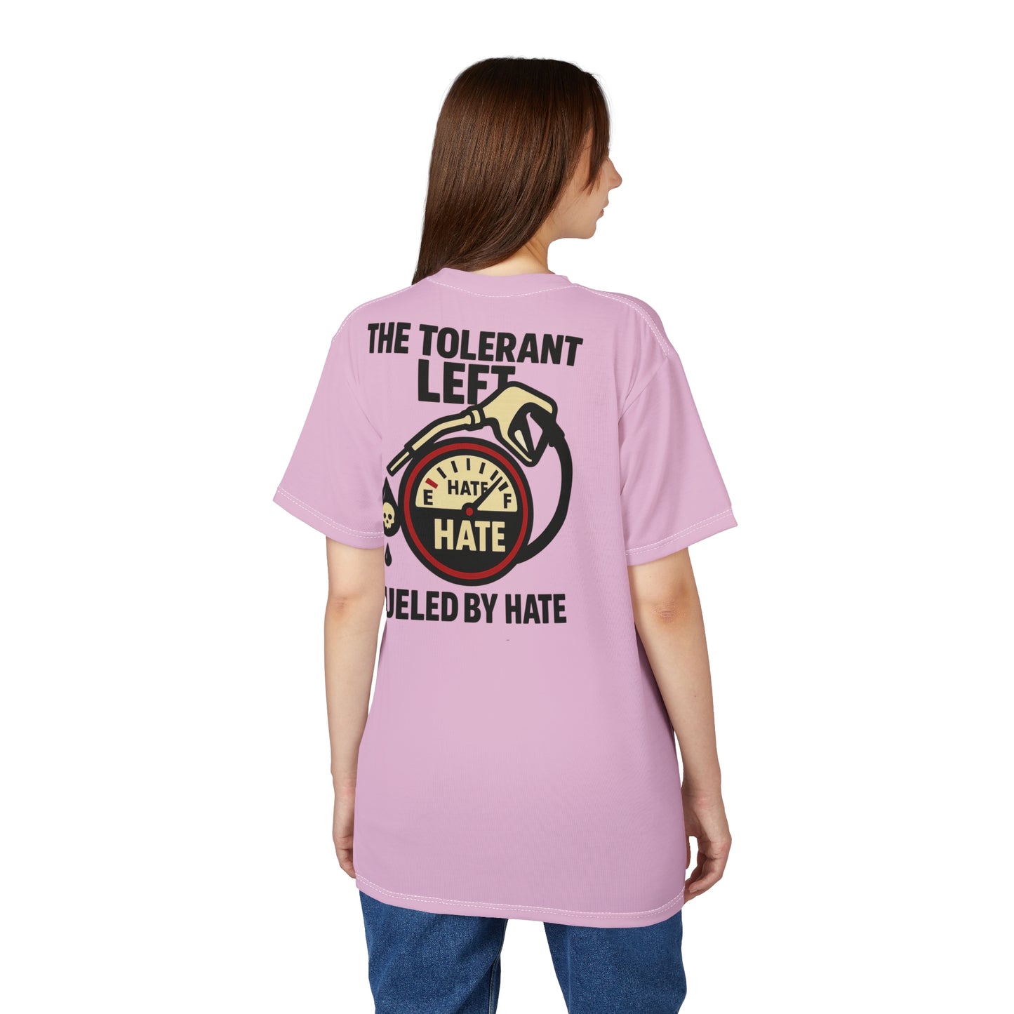"The Tolerant Left", Unisex T-shirt (Abbey Veil Pink)