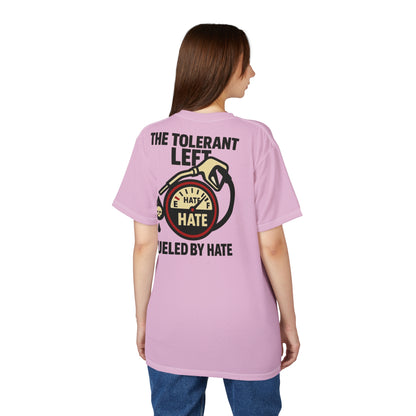 "The Tolerant Left", Unisex T-shirt (Abbey Veil Pink)