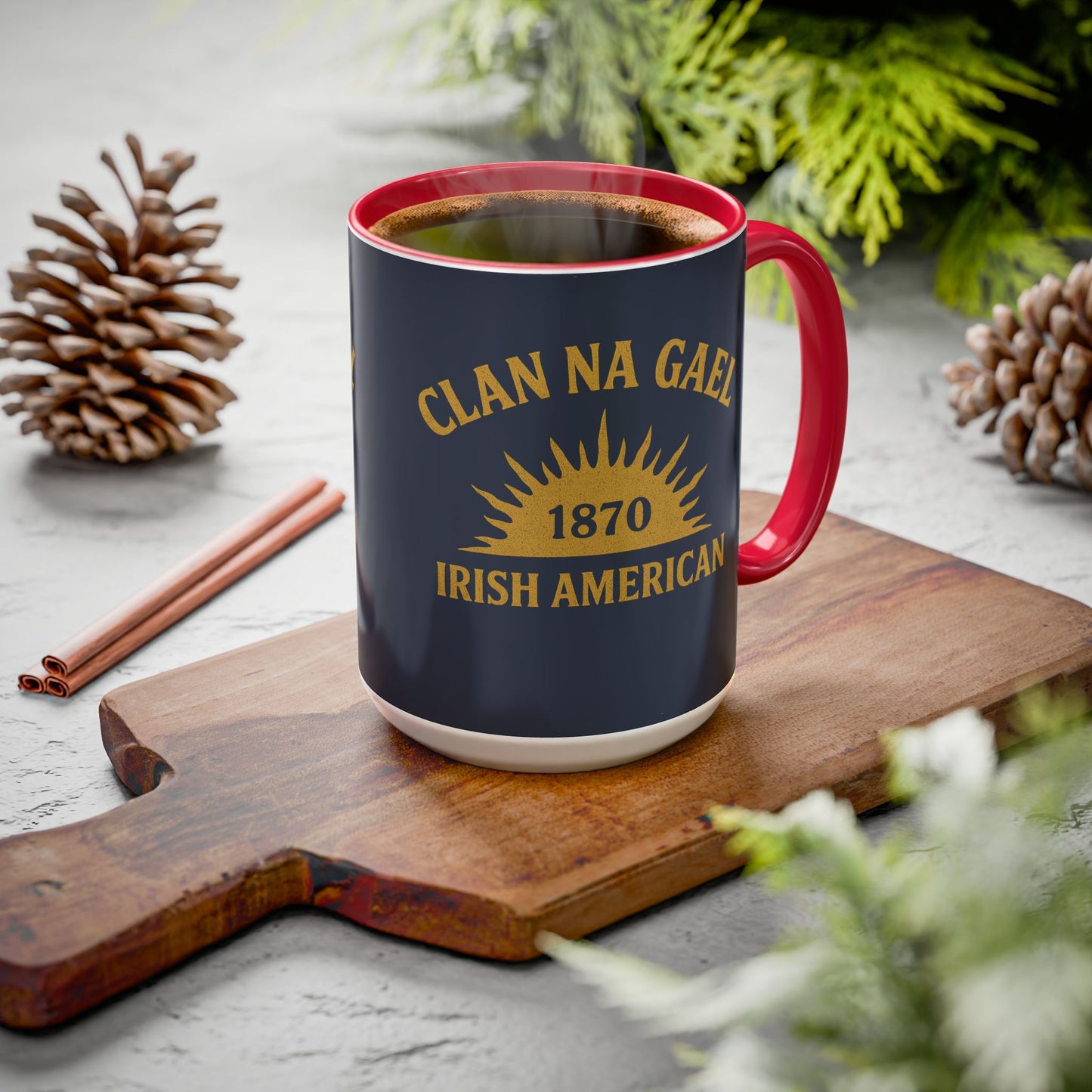 "Clan na Gael - Irish American", Colorful Mugs (11oz, 15oz) (Blue Burka Grey)