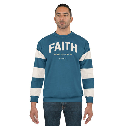 "Faith Overcomes Fear", Unisex Sweatshirt (Dark Cerulean Blue)