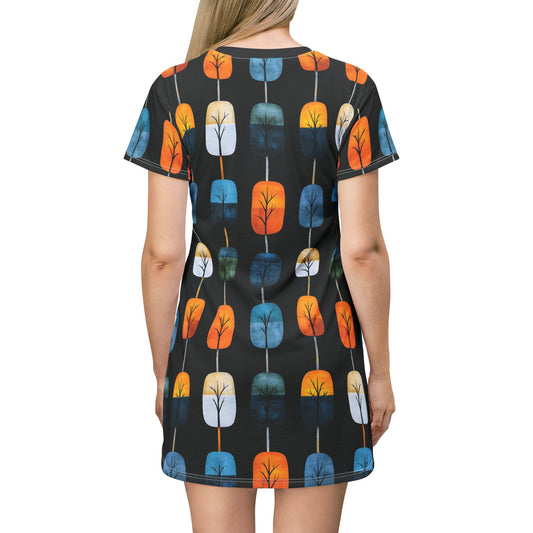 "Skyroot Grove", T-Shirt Dress (Skyroot Black Collar)