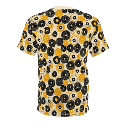 "Old 45's", Wearable Pattern Art Unisex Tee (Dough White Collar)