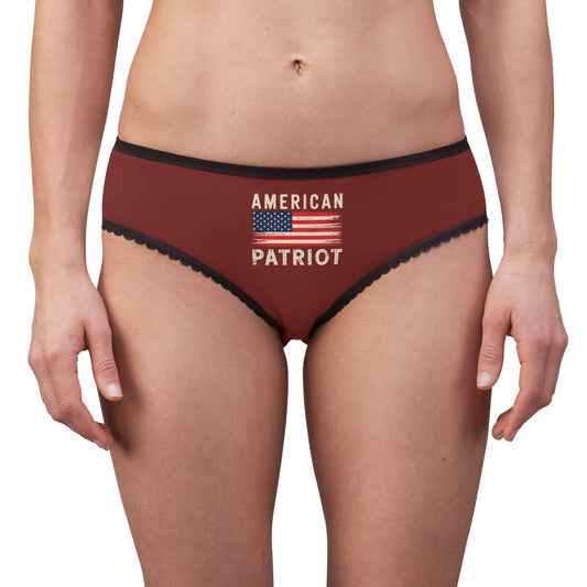 "American Patriot" with Flag #02, Women's Briefs (Emberline Red)