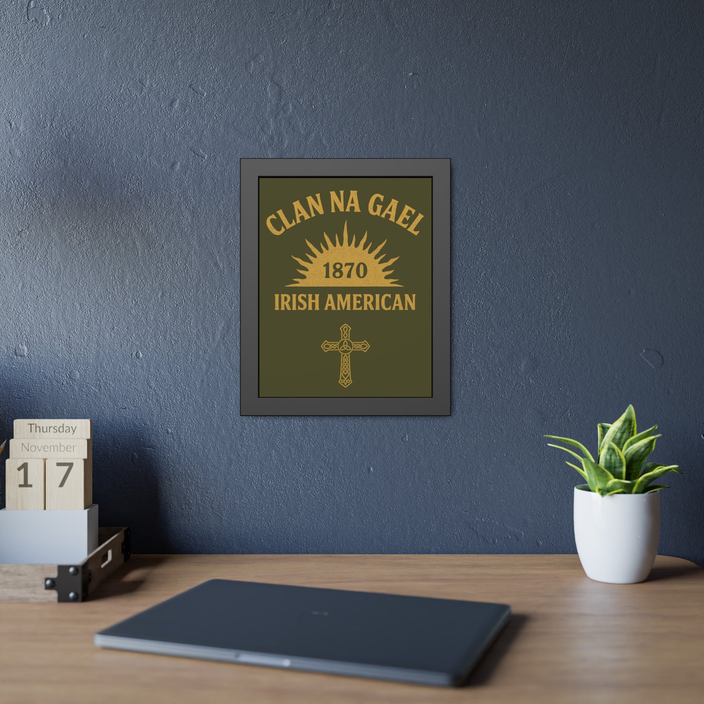 "Clan na Gael - Irish American", Framed Paper Poster (Fianna Green)