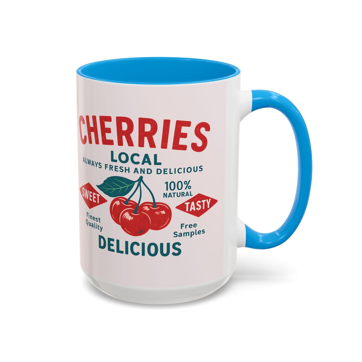 "Delicious Cherries", Colorful Mugs (11oz, 15oz) (Sea Salt Sherbet)