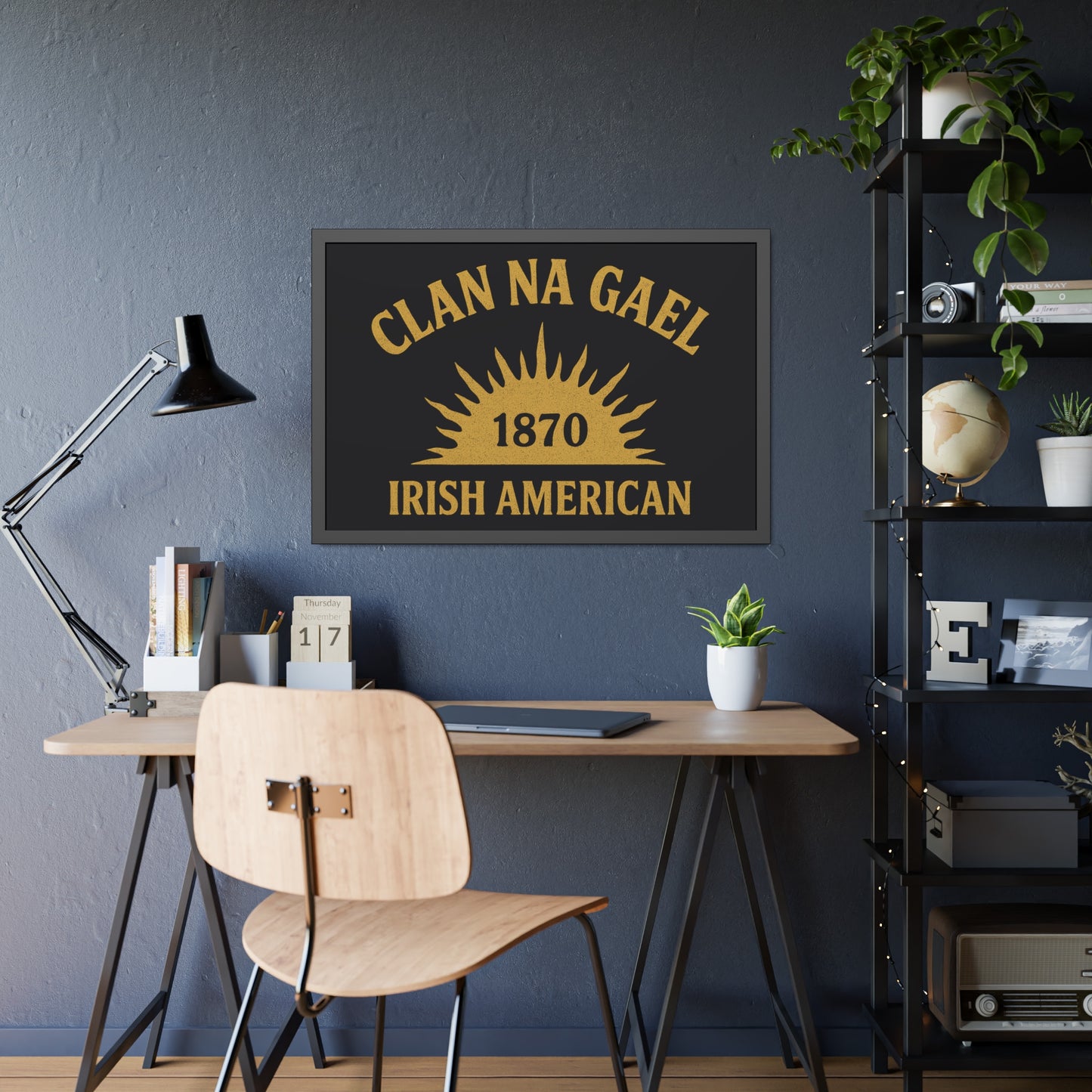 "Clan na Gael - Irish American", Framed Paper Poster (Raven Black)