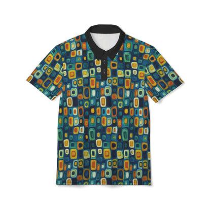 "Soul Mosaic", Unisex Polo Shirt (Black Collar)