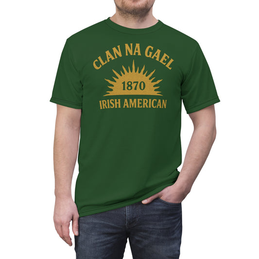 "Clan na Gael - Irish American", Unisex T-shirt (Brithemain Green)