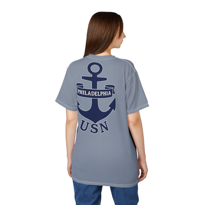 "USN Anchor", Unisex T-shirt (Steel-Deck Grey)