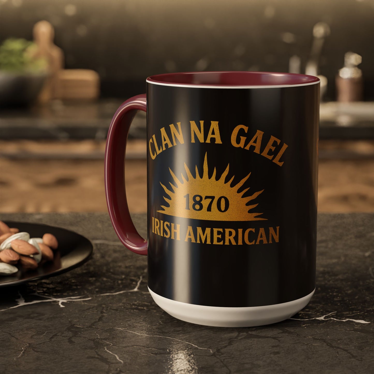 "Clan na Gael - Irish American", Colorful Mugs (11oz, 15oz) (Raven Black)