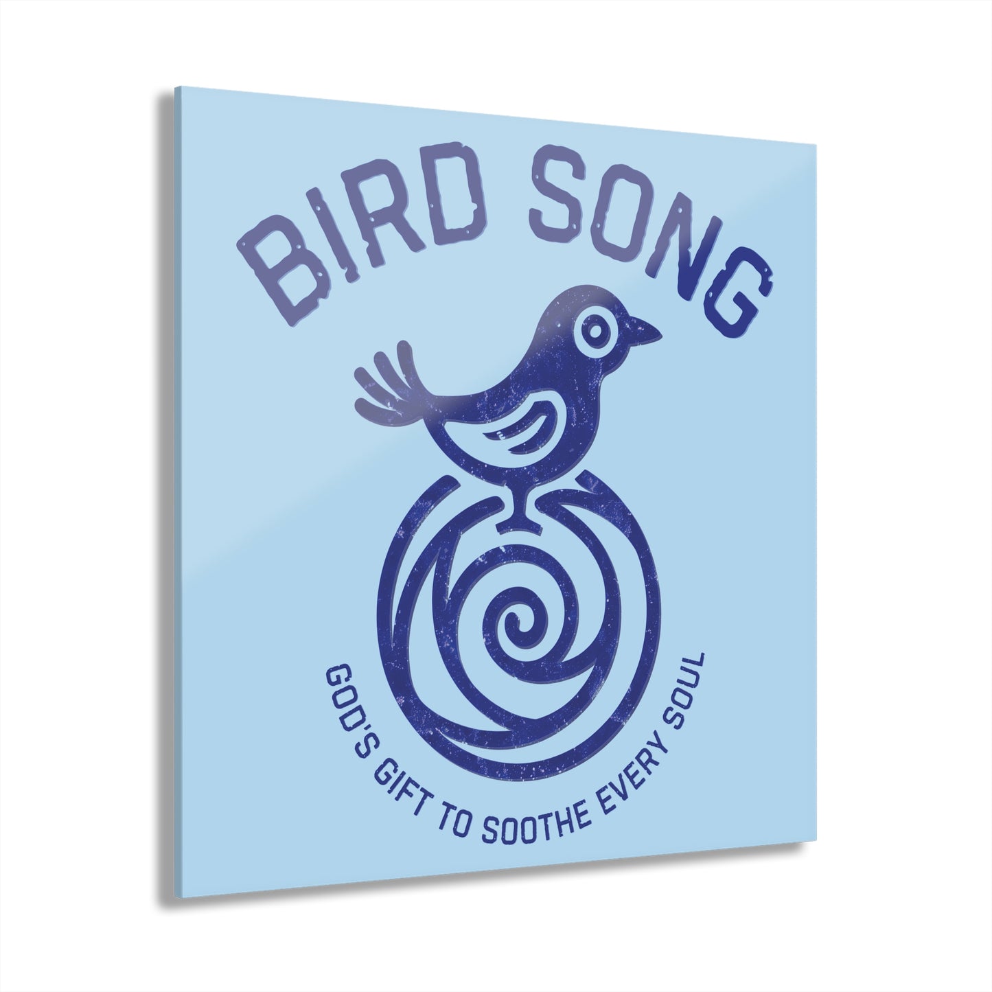 "Bird Song", Christian Acrylic Wall Prints (French Cleat Hanging) (Boy Blue)
