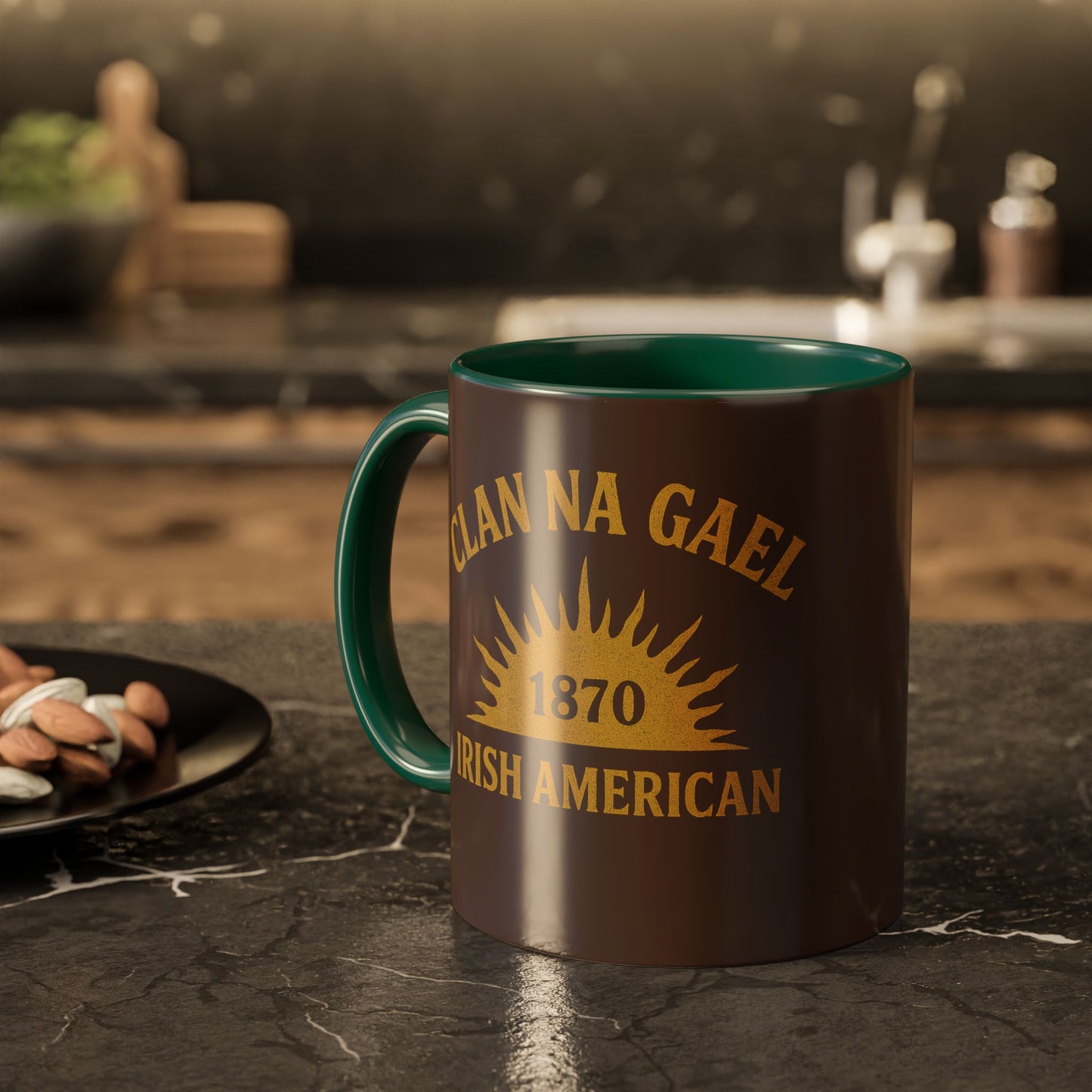 "Clan na Gael - Irish American", Colorful Mugs (11oz, 15oz) (Wild Boar Brown)