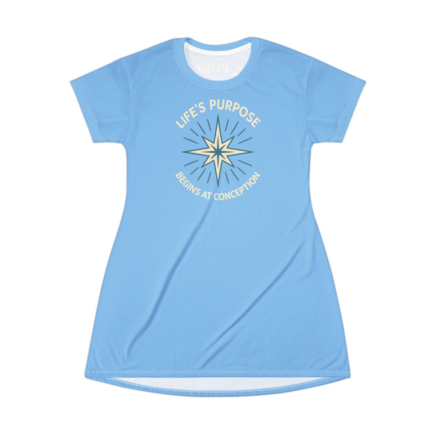 "Life's Purpose Begins at Conception #01", T-Shirt Dress (Chromis Damsel Blue)