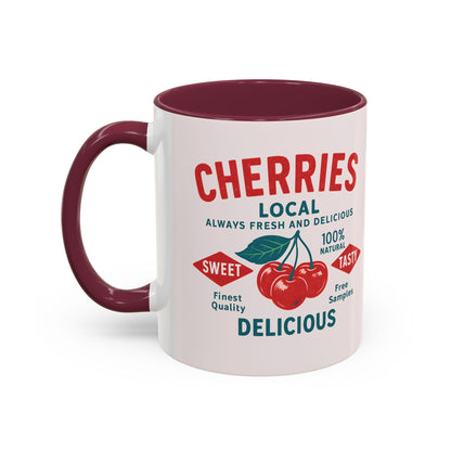 "Delicious Cherries", Colorful Mugs (11oz, 15oz) (Sea Salt Sherbet)