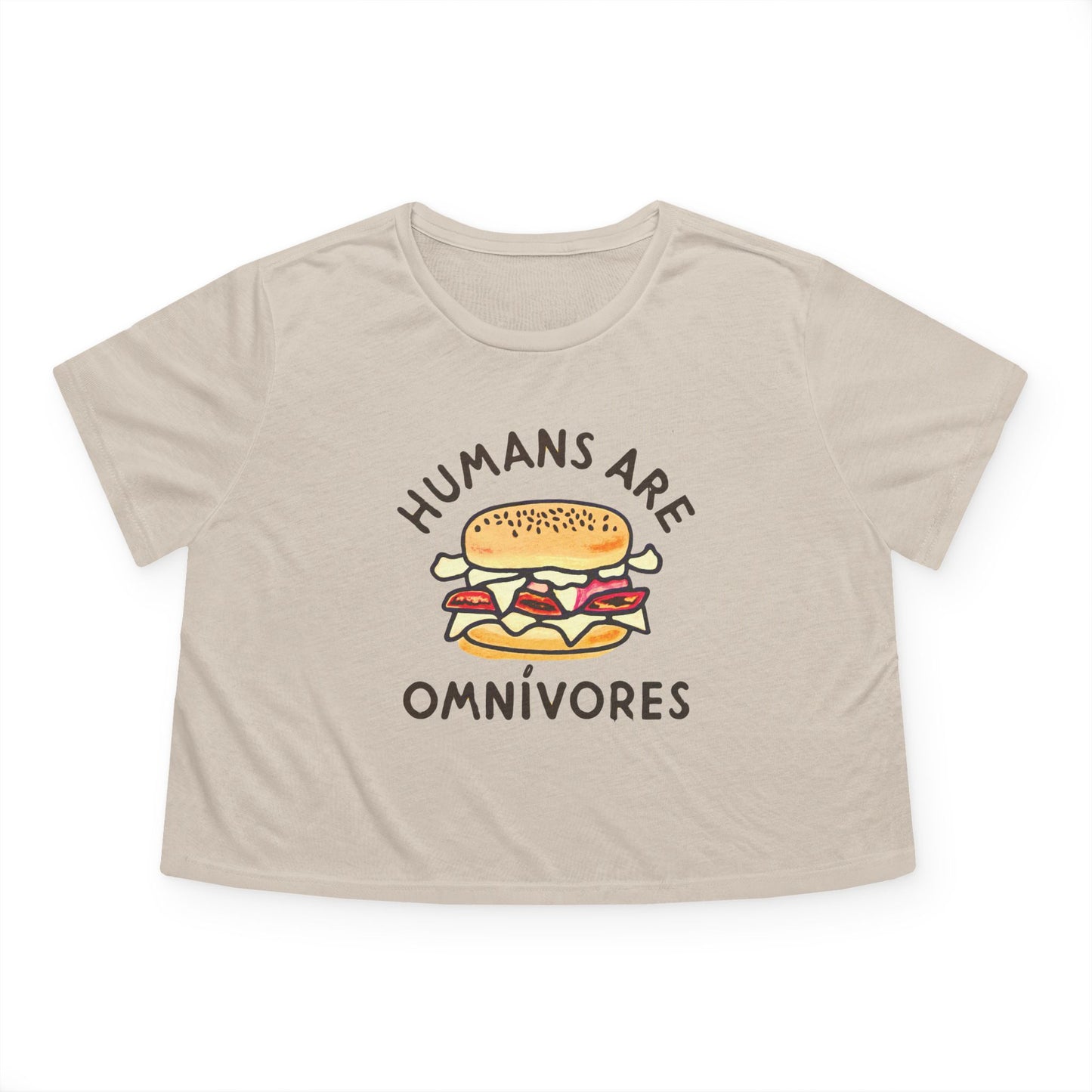 "Humans are Omnivores", Women's Flowy Cropped Tee