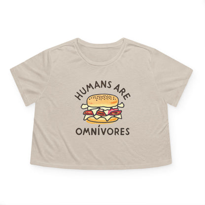 "Humans are Omnivores", Women's Flowy Cropped Tee